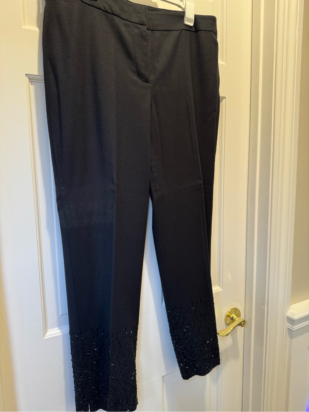 Talbots Black Embellished Hem Ankle Pants with Embellishing